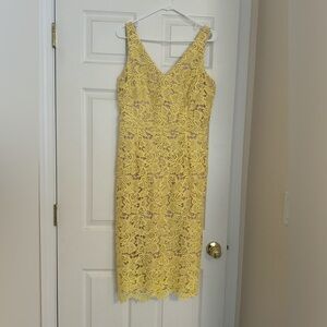 Yellow Marina Midi Lace Dress